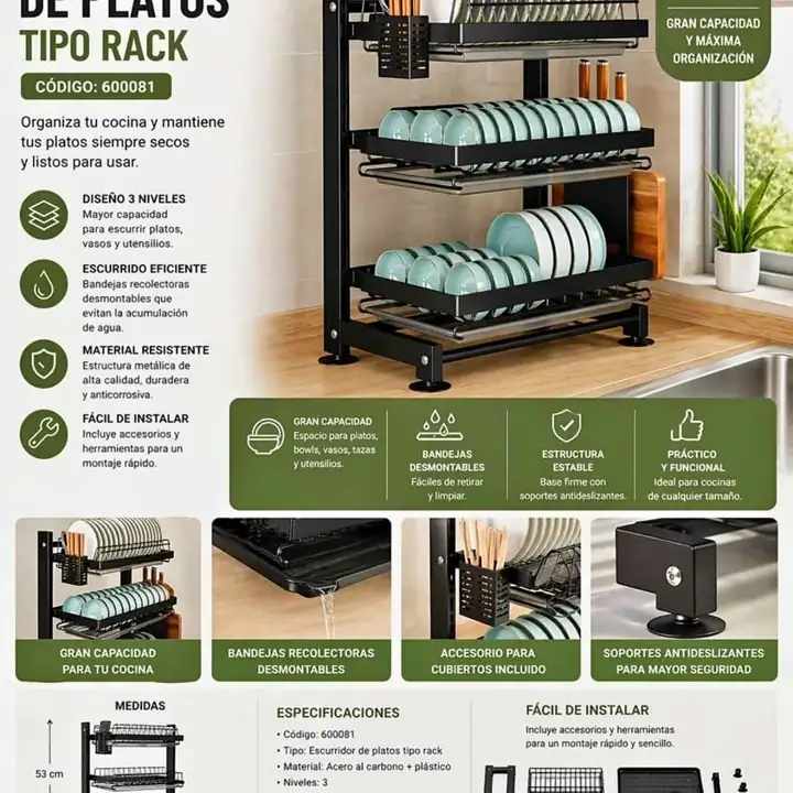 Escurridor de plato tipo rack