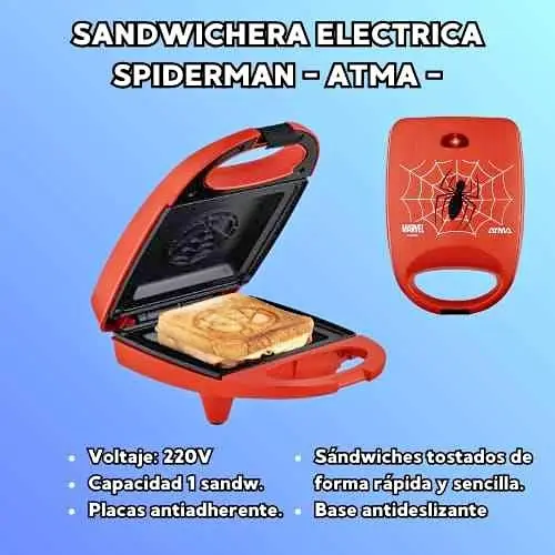 Sandwichera electrica spiderman Atma