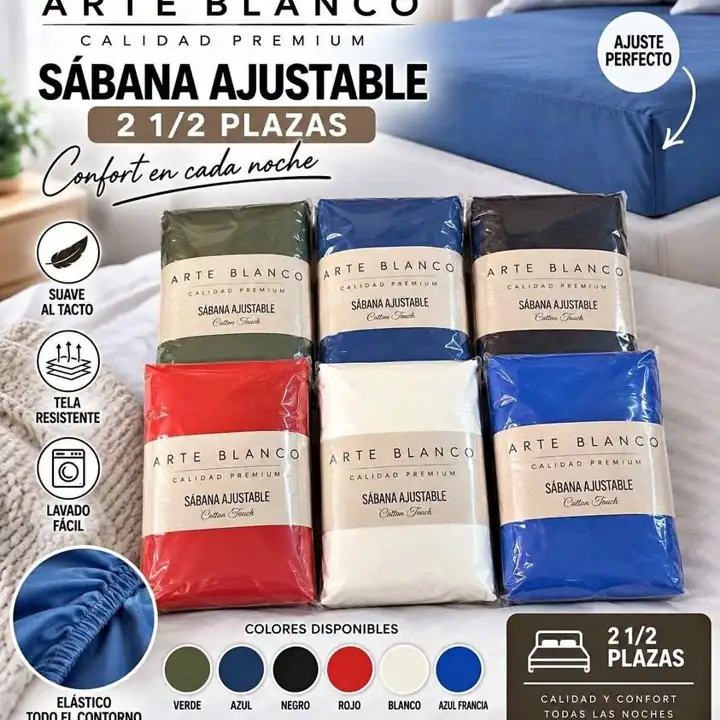 Sabana ajustable 2 1/2 colores lisos