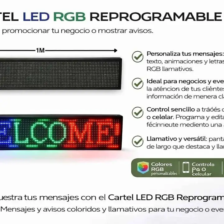 Cartel LED RGB reprogramable