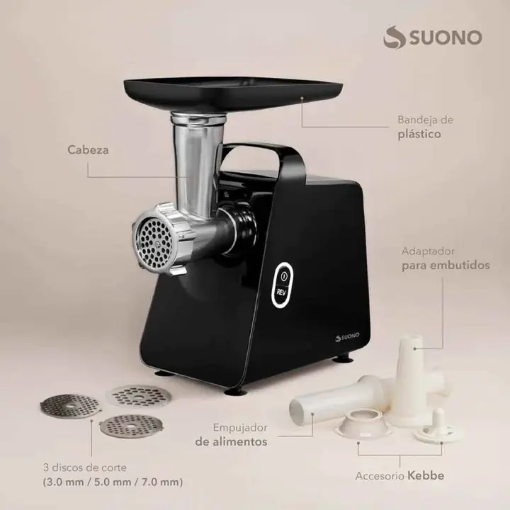 Picadora de carne 800W negra suono
