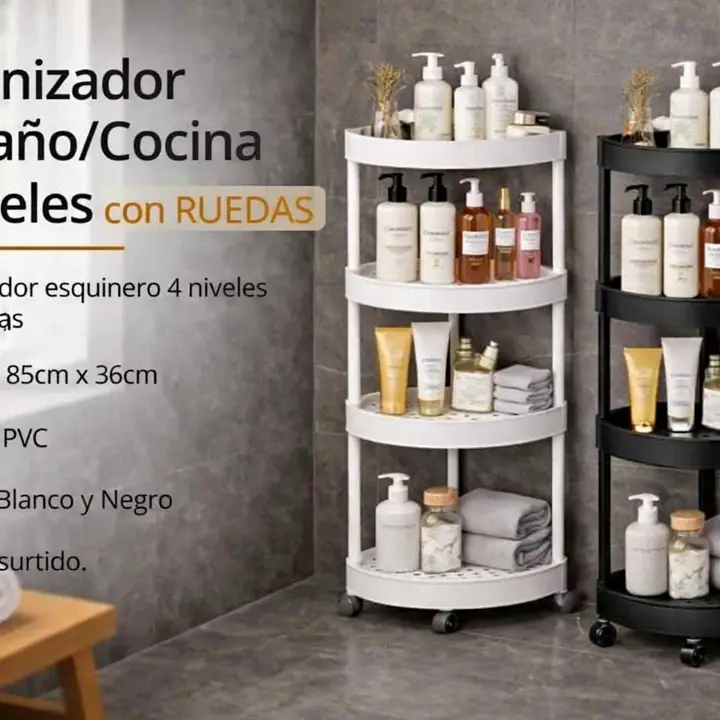 Organizador de baño o cocina 4 niveles con ruedas