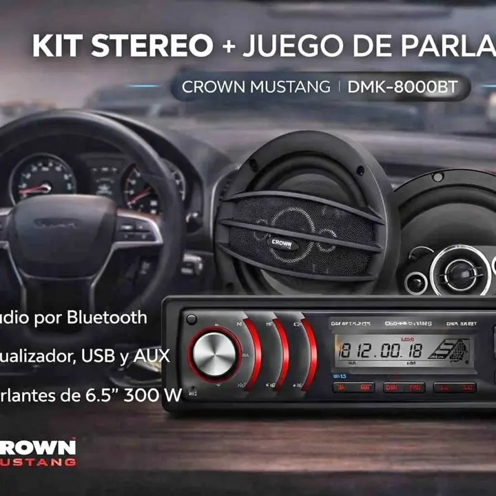 Kit estereo + juego de parlantes 6,5" crown mustan
