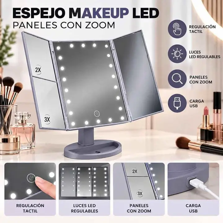 Espejo tactil con paneles zoom y LED - suono