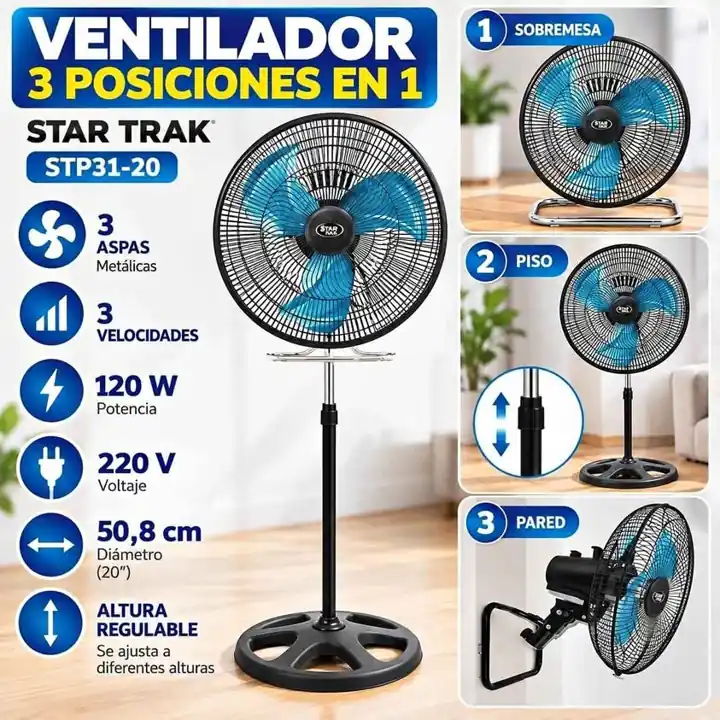Ventilador 20" star trak 3 en 1 aspas metalicas