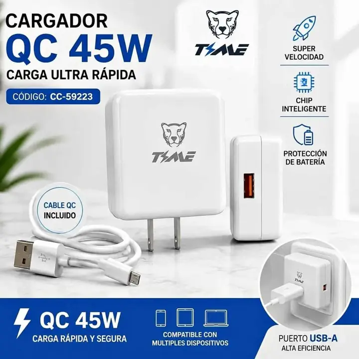 Cargador USB carga rapida 45W