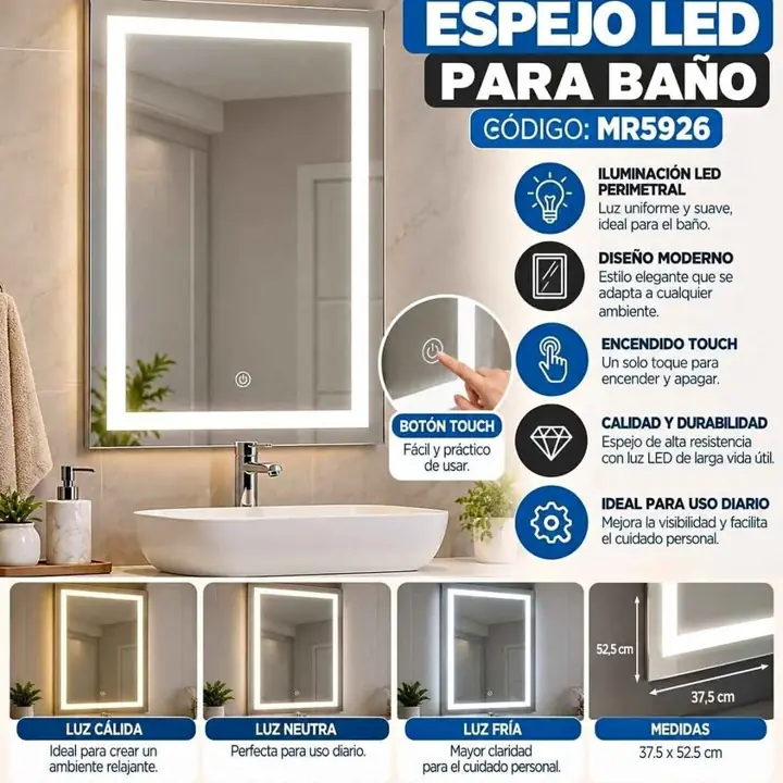 Espejo vertical con LED