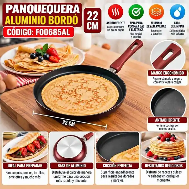 Panquequera aluminio bordo 22CM