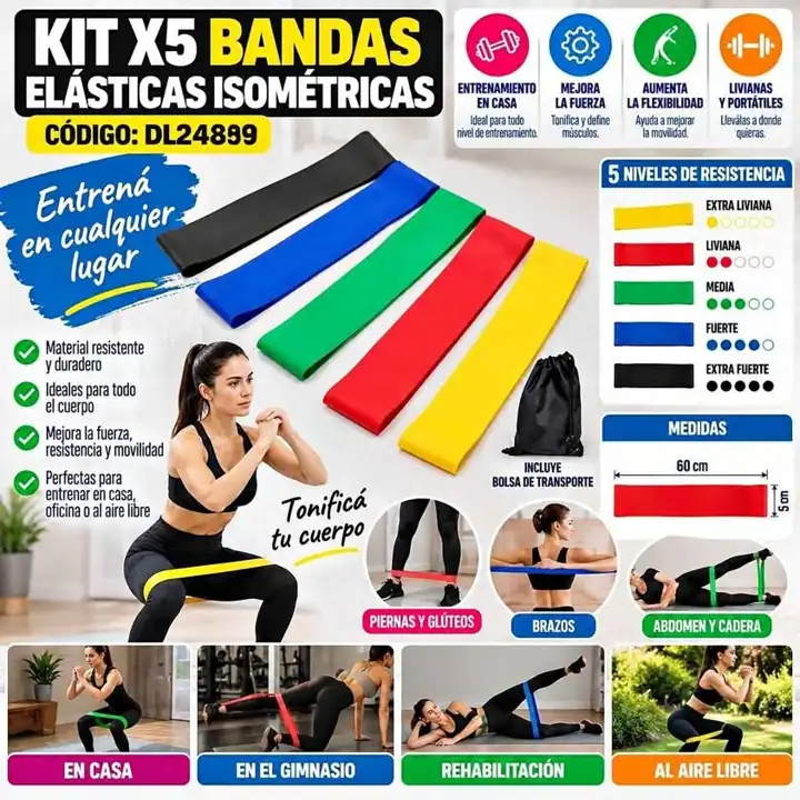 Kit x5 bandas elásticas isométricas