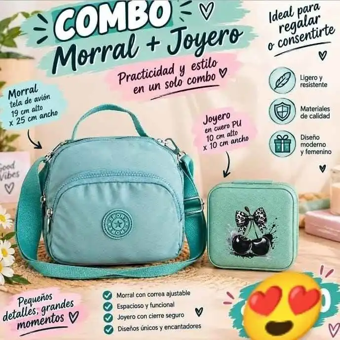 Combo morral + joyero dia de la madre