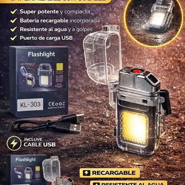Encendedor con linterna LED recargable