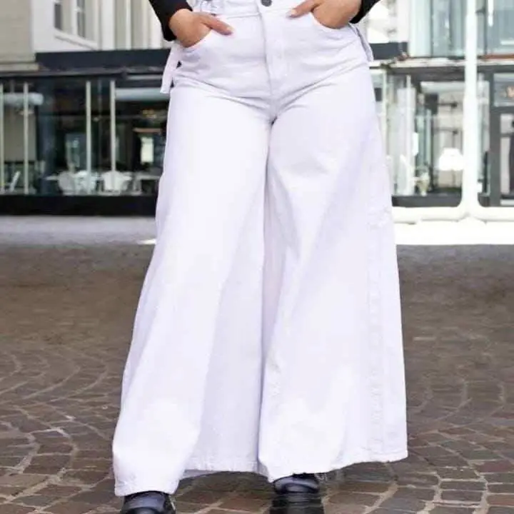 Jean maxi palazo blanco premium