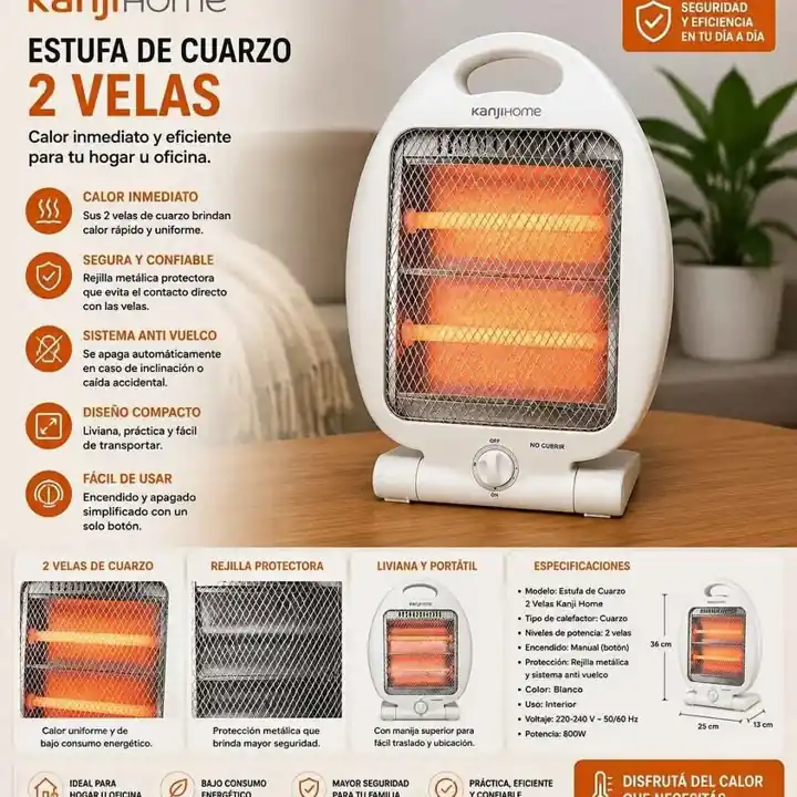 Estufa de 2 velas cuarzo Kanji home