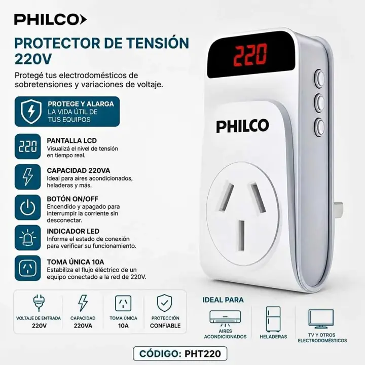 Estabilizador tension digital 10A Philco