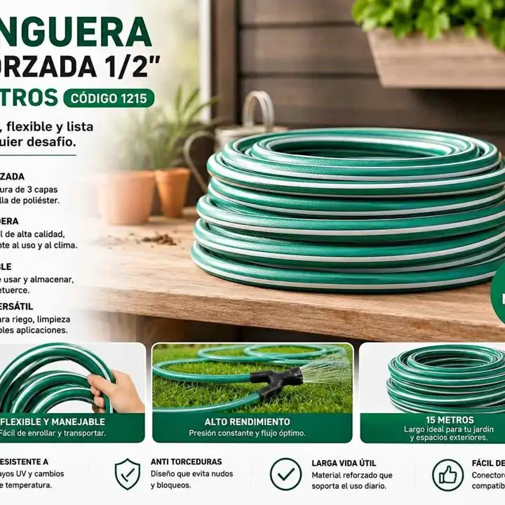 Manguera refprzada 1/2 15 metros