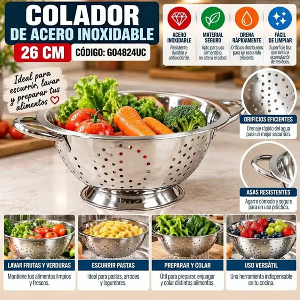 Colador de acero inoxidable 26CM