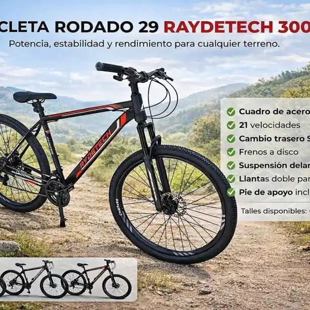 Bicicleta MTB rod 29 - 21 vel - acero - rydetech