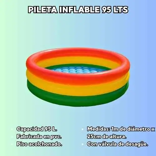 Pileta infable 95 lts - 3 anillos de colores