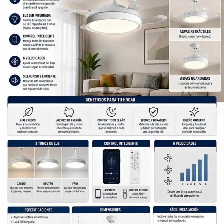 Ventilador retractil con app MR250182 blanco