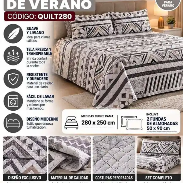 Cubre cama king manta y fundas 280X250