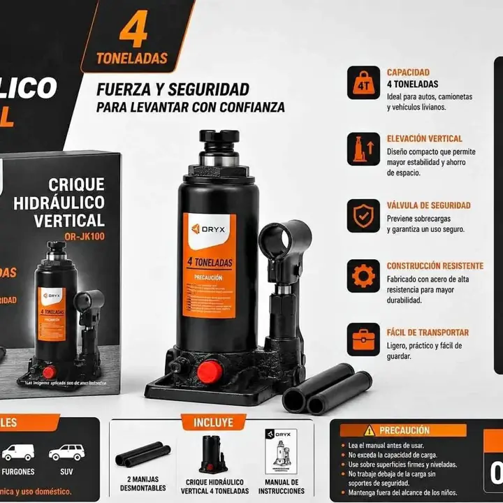 Crique hidraulico vertical 4 toneladas