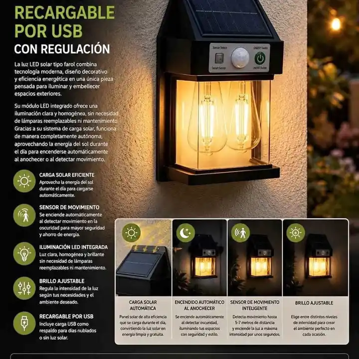 Farol luz exterior solar