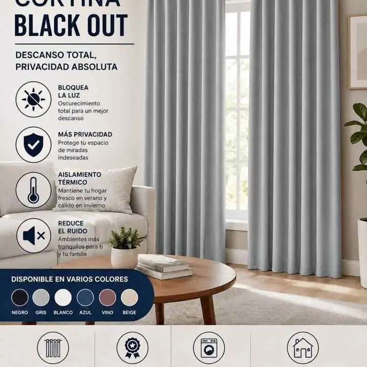 Cortina black out - varios colores - menucha