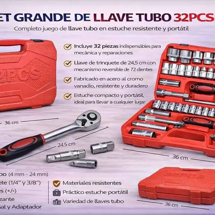 Set grande de llave tubo 32PCS