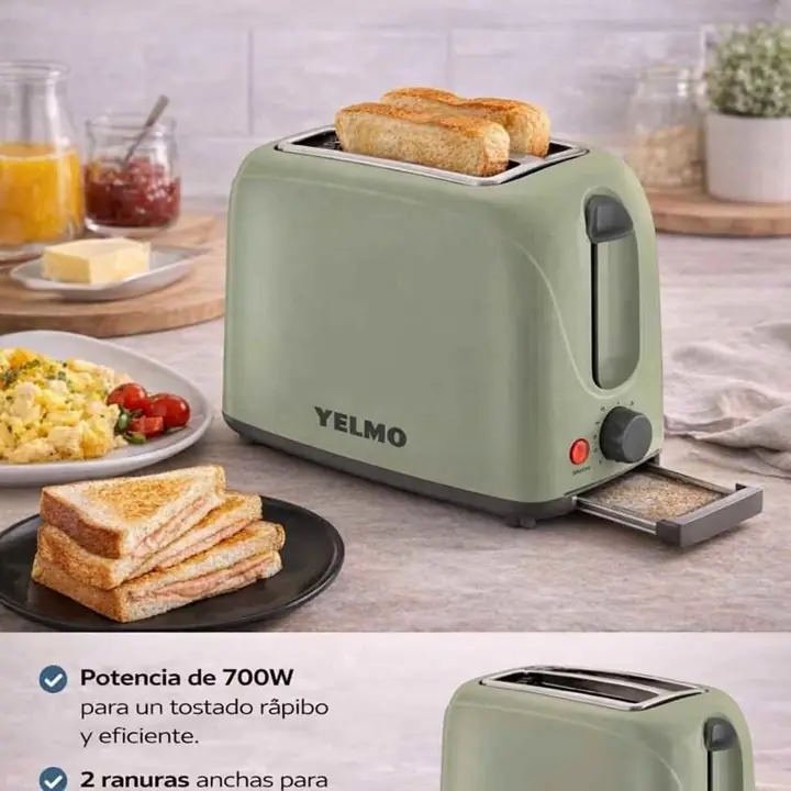 Tostadora electrica 700W verde - yelmo sin bandeja