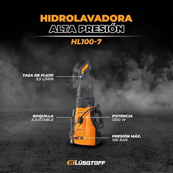 Hidrolavadora alta presion 1200W 100BAR lusqtoff
