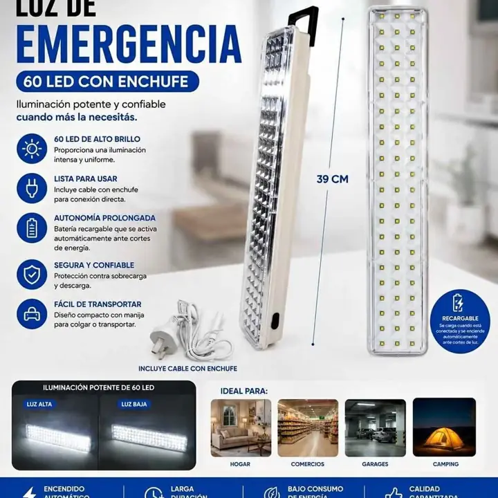 Luz de emergencia 60 LED con enchufe