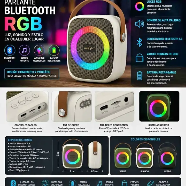 Parlante bluetooth RGB