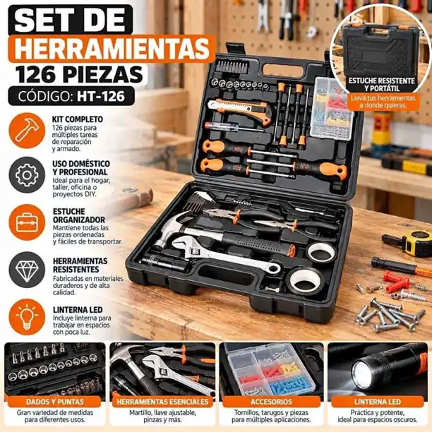 Valija maletin de herramientas 126 piezas