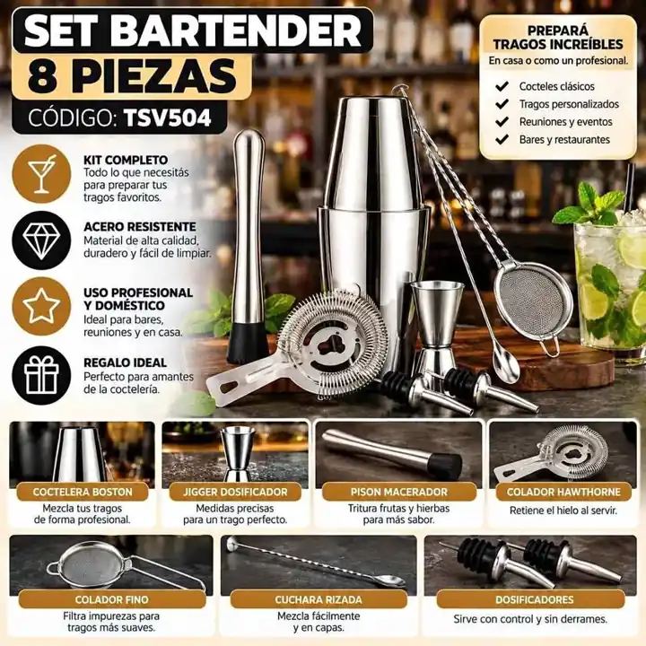 Set bartender 8 piezas