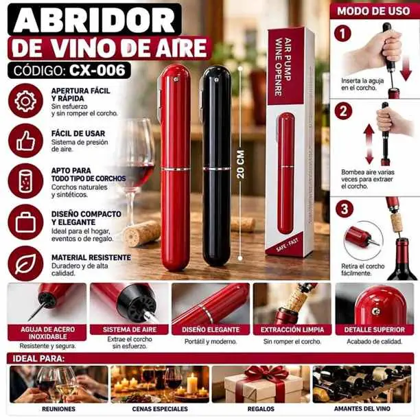 Abridor de vino de aire