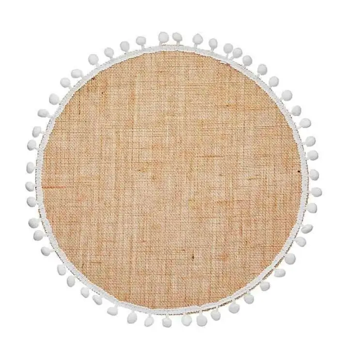 Individual circular arpillera marron 38CM X2