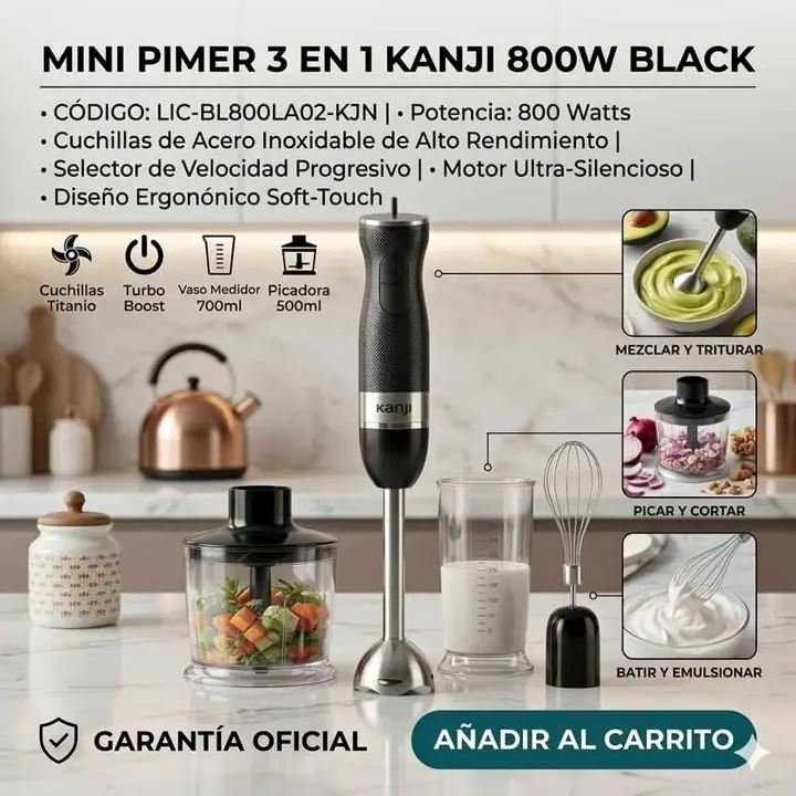 Mini pimer 3 en 1 800W black Kanji home