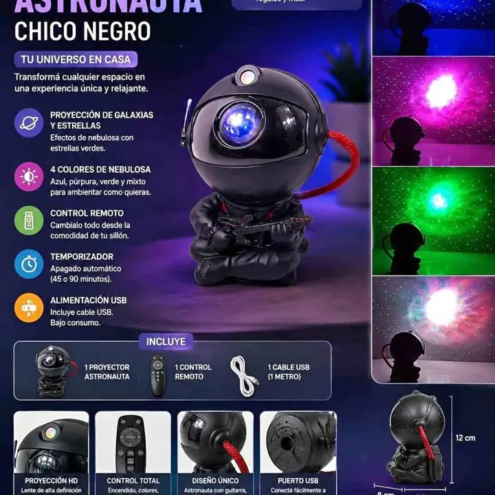 Proyector astronauta negro chico