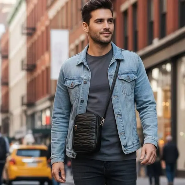 Bolsito Bandolera Porta Celular Billetera Llaves Cartera Negro
