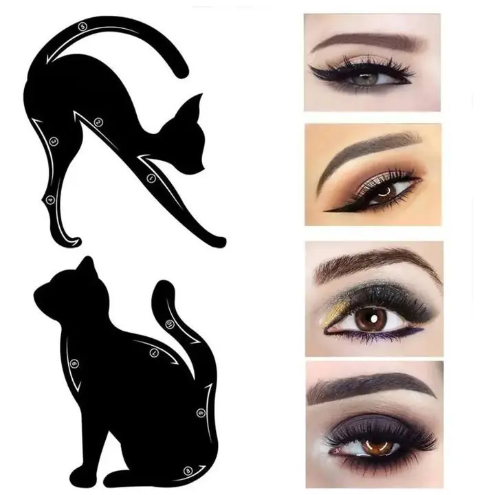 Stencil Plantilla Delineado de Ojos Forma Gato 2 Piezas Make Negro nuevo