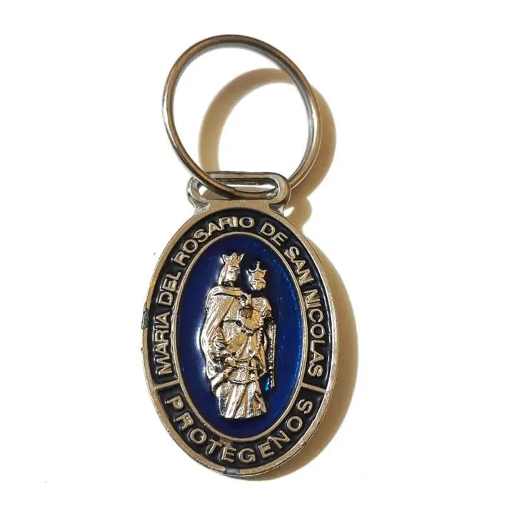 Llavero Virgen Maria del Rosario de San Nicolas 5cms Proteccion Azul