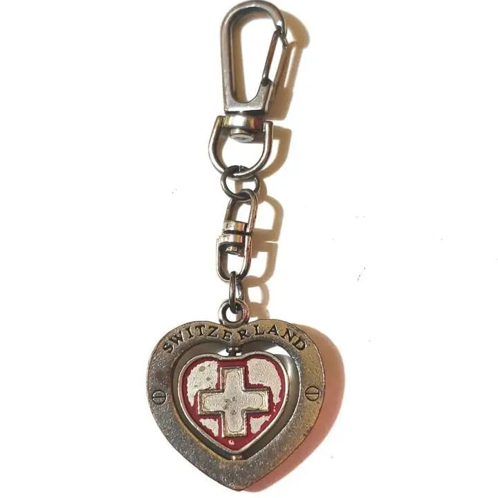 Llavero Recuerdo de Suiza Viaje Corazon Swiss Retro Llaves Plateado usado