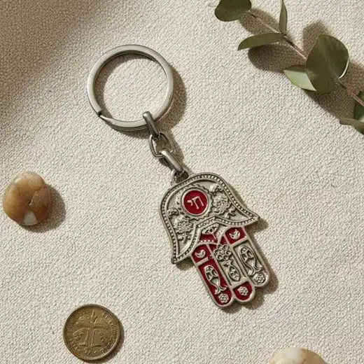 Llavero Hamsa Recuerdo Jerusalem Proteccion Amuleto Energia Plateado usado