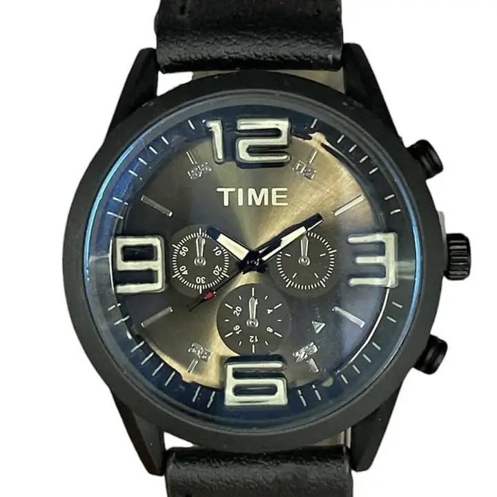 Reloj Pulsera Analogico Time Hombre Malla de Cuero Elegante