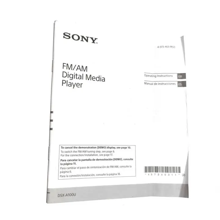 Manual Stereo Sony Dsx-a100u Am Fm Auto Radio Libro Guia usado