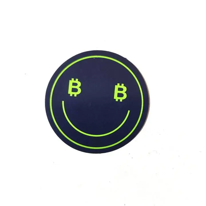 Calco Sticker Vinilo Cripto Smile Bit Coin Emoticon Deco 5cm nueva