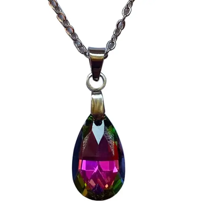 Conjunto Cadenita + dije Gota Cristal Strass Tornasol