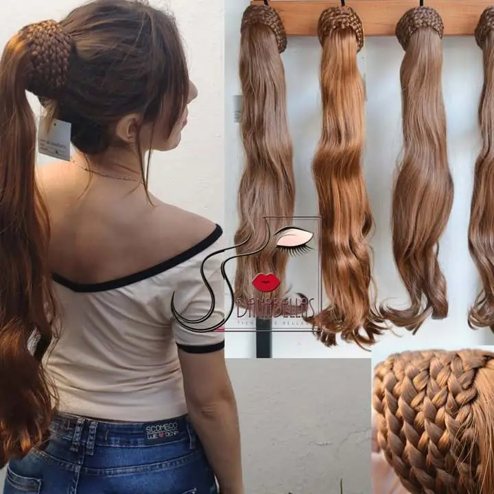 Extensión aplique cola de caballo súper largo con trenza diadema ideal peinados