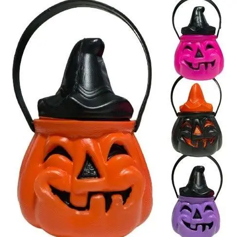 Caramelera Calabaza Halloween canasta plástica balde Golosinas