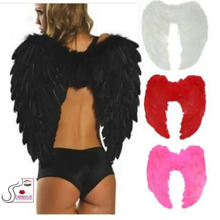 Alas Angel con plumas con plumas Disfraz 40x 60cm Blanco Negro